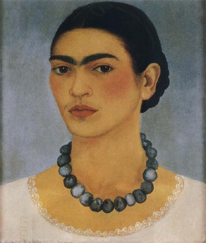 Frida Kahlo The self-portrait of wore the necklace China oil painting art